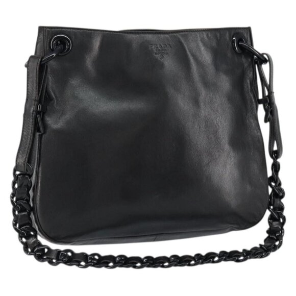 PRADA Handbags - Authentic PRADA Chain Shoulder Bag Leather Black